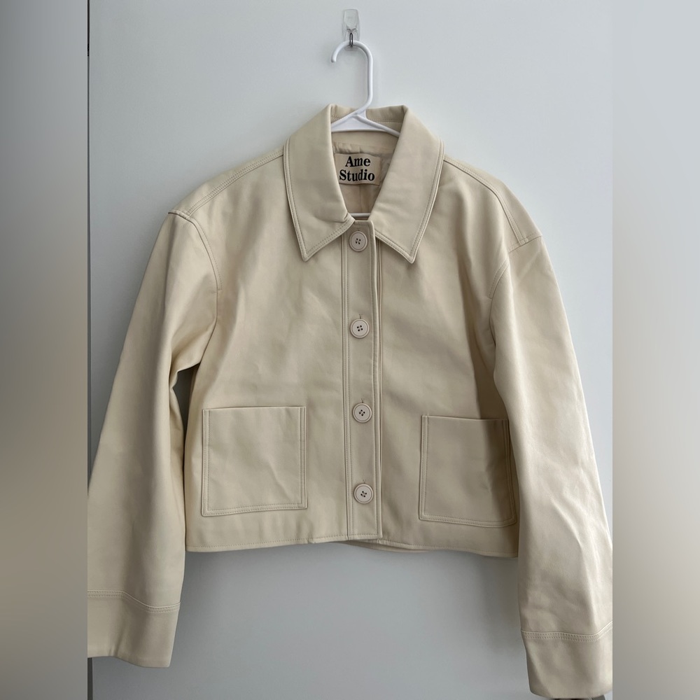 CHUU Something In Mind Leather Jacket – CREAM – One Size